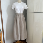 ☆最終　夏SALE先染めストライプ　コットンサッカー　ガウチョパンツ