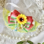 【金魚すくいとラムネの夏祭りレースチョーカー🌻🍉」】撮影用  お誕生日 記念日 ペット用  プレゼント  ギフト イベント用 夏祭り 夏リボン
