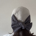 【新色】涼やかバックリボンCAP/コットンリネン･UV対策＊アイスグレー/SS〜LL受注制作/大人スタイル/日よけ