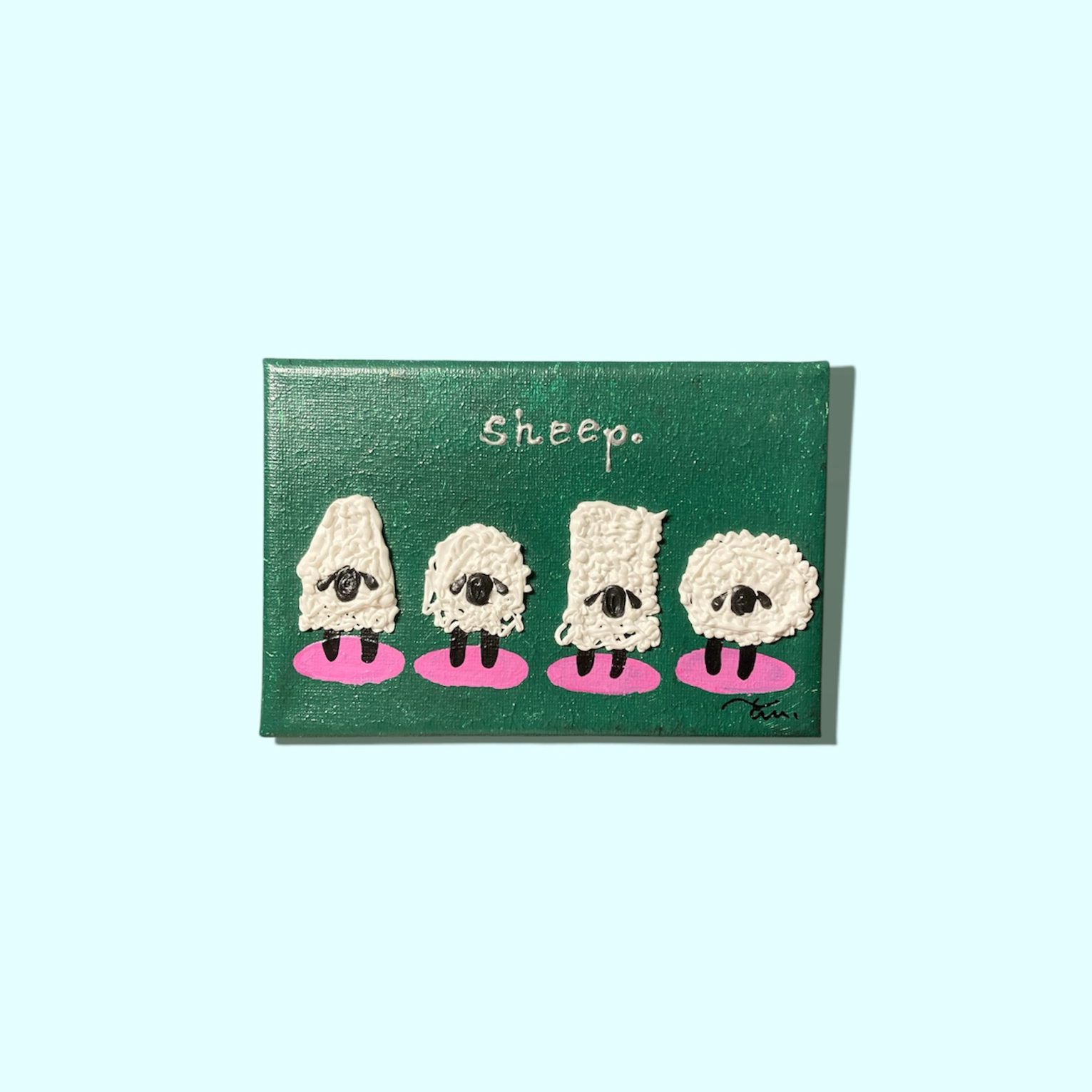 原画『sheep』15㎝×10㎝ 絵画/アクリル画/テクスチャーアート/アート