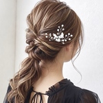 パール 小枝ピン /シルバー ヘッドアクセサリー 結婚式 小枝アクセサリー