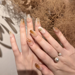 ネイルチップ   ニュアンス　ちゅるんマグネイル　奥行き ブラウンネイル  淡色　