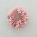 新作ピンク紫陽花のミニリース♡  プリザーブドフラワー　リース　