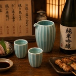 sinogi　青磁　酒器ギフトセット　父の日・ 母の日・敬老の日 日本酒　冷酒　梅酒　お酒