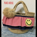 SALE値下げ★ヒッコリーすまいるファー麻ひもバッグ ★レッド