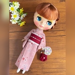 浴衣・巾着・うちわセット ◾︎花柄(赤)　リカちゃん ブライス 22cmドール