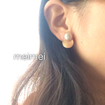 グレーパール×ゴールドサークルピアス*樹脂ノンホールピアス*