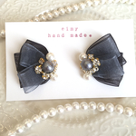 オーガンジー×パールピアス(グレー)♡送料込み