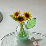 Chiccha-Kabin ひまわり　小さなガラス花瓶 一輪挿し ハンドメイド 透明 ミニガラス花瓶 シンプル インテリア