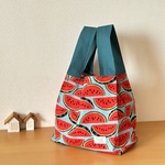  ＊大きめ エコバッグ＊ 布エコバッグ コンビニエコバッグ＊【マチ18㎝】 🍉 すいか スイカ スカイ