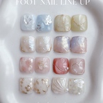 選べる foot♡フットネイルチップ　ペディキュア　うるうる　マグネット　フラワー　つやつや　アイボリー　ブライダルネイル　ジューンブライド　前撮りネイル　花嫁ネイル　ニュアンス　オーダーネイル