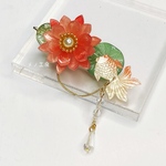 睡蓮に金魚のヘアクリップ