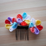 カラフルなお花のかんざしヘアコーム
