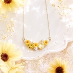 New✧︎  ひまわり の きらめき ツインクリスタル ネックレス　アジャスター付き