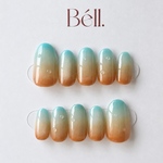 【オレンジ×水色nail】｜海色グラデーションネイルチップ　朝焼けネイル　海ネイル　夏ネイル　オレンジネイル