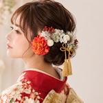 古典柄に似合う❤︎オレンジ　シャービーな髪飾り 袴　卒業式　袴ヘアパーツ　振袖　成人式　ヘアドレス　ヘアパーツ　プリザーブドフラワー　ドライフラワーフラワー