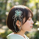 ヘアコーム（小）「瑞、其レハ」（淡緑×アイボリー）