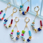 【再々…販♡】揺れる カラフル天然石 と しずくフープ／イヤリング／アレルギー対応／ピアス