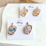 New‼︎  水彩マーブルとランダムゴールドフープ ピアス / イヤリング / 樹脂ピアス / チタンピアス