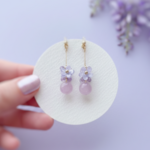 花咲くラベンダービーズイヤリング／ピアス*4627*