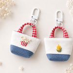 両面手刺繍ミニチュアバッグチャーム～ポップコーン&トウモロコシ