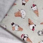 【シーチング55×50】Cat Ice Cream・アイボリー