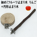 細め！フルーツ止まり木　りんご+円形止まり木