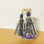 【複数購入で送料無料】no.13 デニム×星のタッセルイヤリング