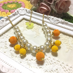 ★ ミモザに抱かれて ★ ベルベットビーズとパールのネックレス