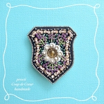 ワッペンブローチ✴︎Flower Garden〜Couo de Coeur〜ビーズ刺繍ブローチ