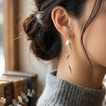 一粒パールとウェーブツイストピアス/イヤリング