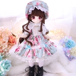 薔薇柄ヨークワンピース(ライトブルー)30cm1/6ドールサイズ