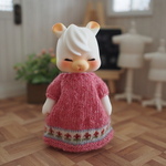 小花模様ワンピース【ベゴニアピンク・レンガ色のお花】❤︎handmade❤︎小さな動物系ドールサイズ・他共用可能サイズ