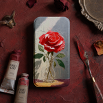 手のひらの中の絵画展~レッドローズ~　薔薇／バラ　お花フラワー　10月・秋の誕生花　iPhone・Android・スマホ　帯なしor帯あり手帳型ケースカバー　油彩画　▷chillgift_artwrk