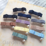 【全９色♡】リボン×1粒コットンパールのバレッタ