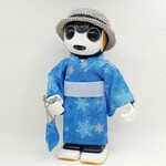 ロボホン 服 雪模様 浴衣 着物&巾着バック