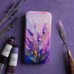 手のひらの中の絵画展~ラベンダー~　夏の誕生花　7月の誕生花　紫＆ピンク　ギフト　iPhone・Android・スマホ　帯なしor帯あり手帳型ケースカバー　油彩画　▷chillgift_artwrk