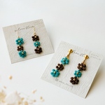     夏色チョコミント✿ 刺繍糸の小花ピアス・イヤリング