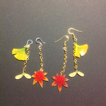 イチョウと紅葉のピアス
