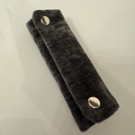 【感謝価格】ハンドルカバー　グレー×銀ボタン　シェニール【在庫限り】