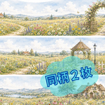 Wildflower Meadow Panorama野原の花畑A4 Landscape Collection 同柄２枚