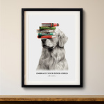 Dog and books アートポスター