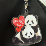 【普通郵便・送料無料】両面キーホルダー「Cute Panda Twins」