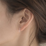−𝗡𝗘𝗪− silver925コーティング ミニマム ミニ プチ 極小 ストレート キャッチレス フープ デザイン シルバー シルバー925 SV シンプル【P-039】