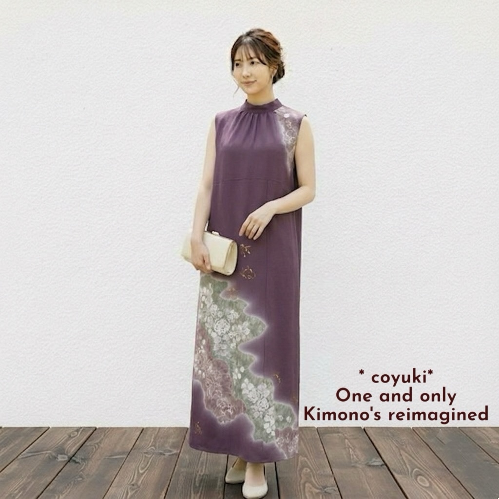 着物リメイク 黒留袖ワンピース ボレロ/リボン付 2Way Lサイズ 【結婚