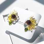 【向日葵のピアス】 sunflower/向日葵　　アクセサリー　レジン　ガラス　ハンドメイドアクセサリー　ピアス　イヤリング　サージカルステンレス