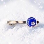 ネクタイピン雪　ロイヤルブルー×オーロラ　選べる金具色