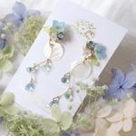 紫陽花とシェルプレートの耳飾り✴︎