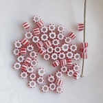 再販無し◆ デッドストック 4mm 20粒　硝子　チェコビーズ　しましま　レッド