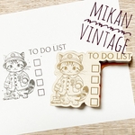 【新作】探検家猫ちゃんのTO DO LIST ラバースタンプ（チェックボックス4個付き）